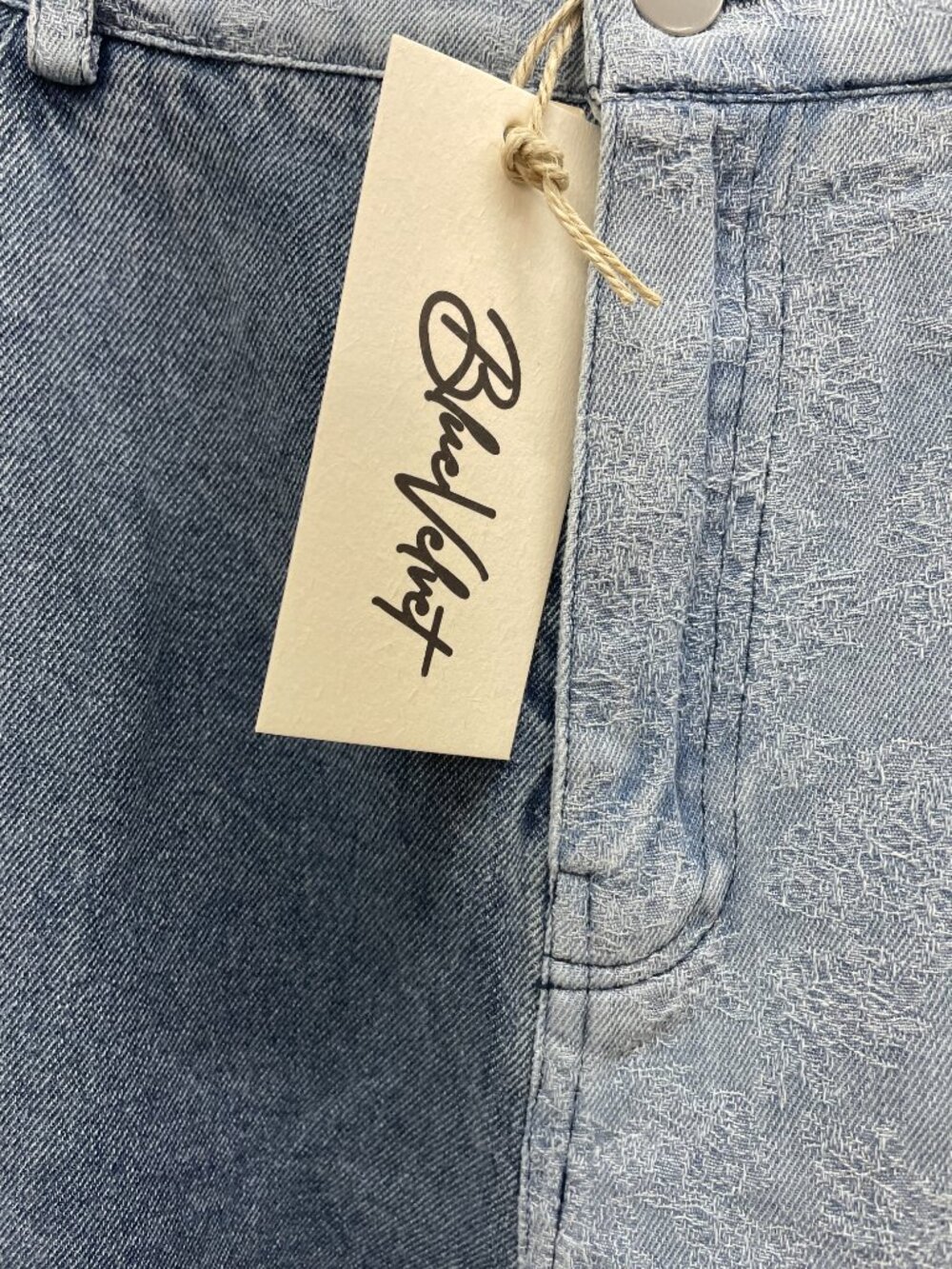 BLUE VELVET Women’s BOTTOM PATCH CONTRAST STRETCHY DENIM RUFFLE PANTS M - Picture 10 of 13